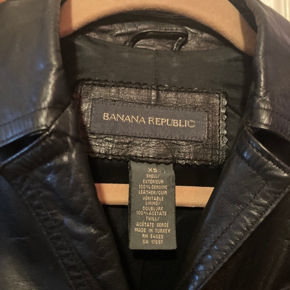 Banana Republic black leather jacket xs - Picture 2 of 6
